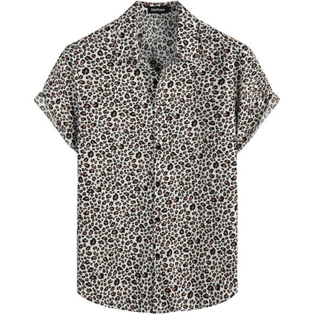 Mens 100% Cotton Hawaiian Shirts Floral Short Sleeve Button Down Shirts Summer